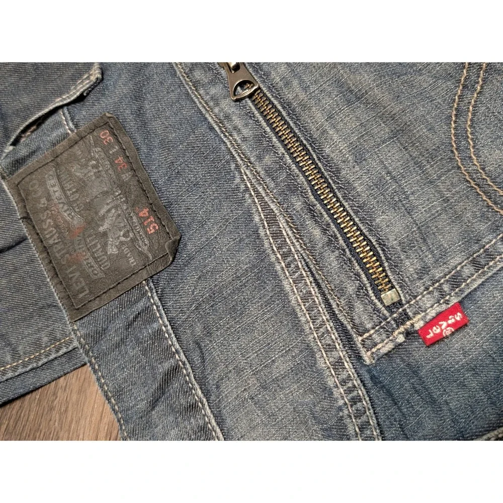 Levis 514 Slim Straight Jeans Mens 34x30 Blue‎ Medium Wash Zipper Back Pockets